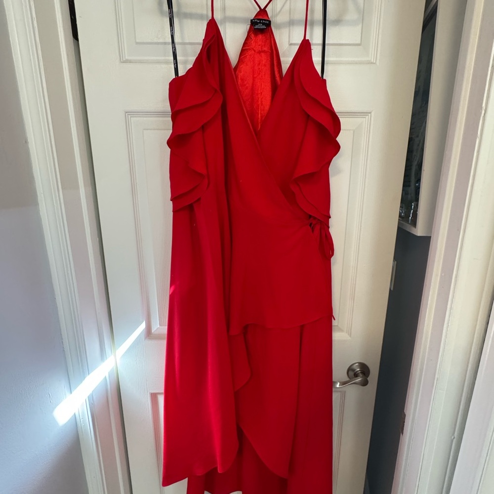 Elegant Red Ruffle Dress